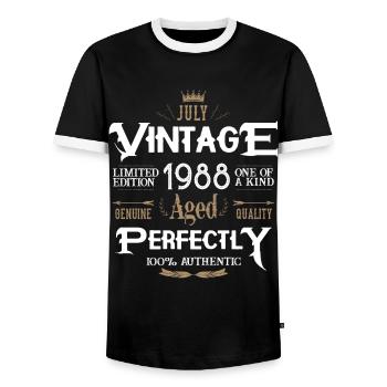 Juillet 1988 naissance Legends Birthday - T-shirt contrasté Homme - noir/blanc - Devant - AI Model Female 172 light (172cm) & AI Model Male 178 light (178cm)