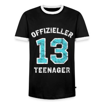Teenager 13. Geburtstag Mädchen Junge - Männer Kontrast-T-Shirt - Schwarz/Weiß - Vorne - AI Model Female 172 light (172cm) & AI Model Male 178 light (178cm)