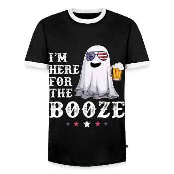 Ghost Booze 4th of July USA American Flag Beer - Männer Kontrast-T-Shirt - Schwarz/Weiß - Vorne - AI Model Female 172 light (172cm) & AI Model Male 178 light (178cm)