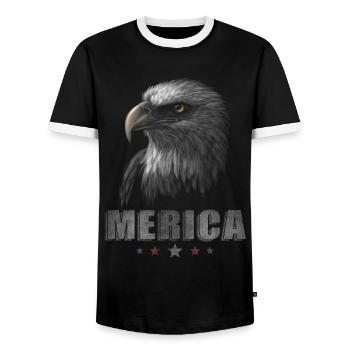 Merica Eagle 4th of July Men Women USA Patriotic - Men's Ringer Shirt - black/white - Front - AI Model Female 172 light (172cm) & AI Model Male 178 light (178cm)