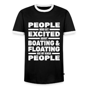Pontoon boat - Men's Ringer Shirt - black/white - Front - AI Model Female 172 light (172cm) & AI Model Male 178 light (178cm)