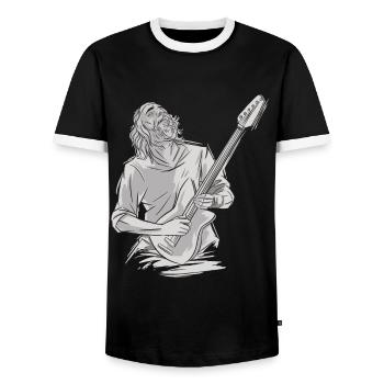 Rock Gitarre Guitar Gitarrist Rocker Geschenk - Männer Kontrast-T-Shirt - Schwarz/Weiß - Vorne - AI Model Female 172 light (172cm) & AI Model Male 178 light (178cm)