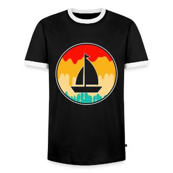 Voile Rétro - T-shirt contrasté Homme - noir/blanc - Devant - AI Model Female 172 light (172cm) & AI Model Male 178 light (178cm)