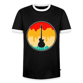 Rock rétro - T-shirt contrasté Homme - noir/blanc - Devant - AI Model Female 172 light (172cm) & AI Model Male 178 light (178cm)