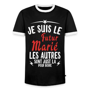 Cadeau de célibataire pour un futur marié - T-shirt contrasté Homme - noir/blanc - Devant - AI Model Female 172 light (172cm) & AI Model Male 178 light (178cm)