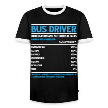 Chauffeur d’autobus scolaire spécialiste de la prestation de services aux étudiants - T-shirt contrasté Homme - noir/blanc - Devant - AI Model Female 172 light (172cm) & AI Model Male 178 light (178cm)