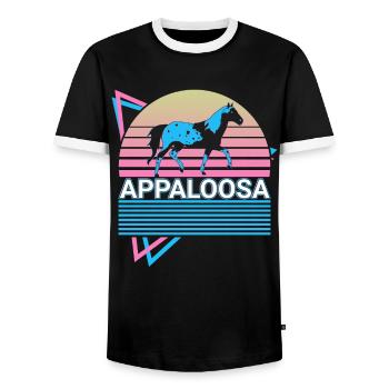 Appaloosa Pferd Retro Geschenk - Männer Kontrast-T-Shirt - Schwarz/Weiß - Vorne - AI Model Female 172 light (172cm) & AI Model Male 178 light (178cm)