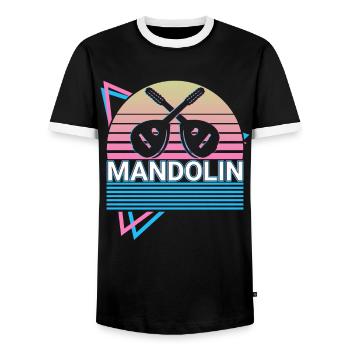 Mandolin Guitar Retro Gift - Men's Ringer Shirt - black/white - Front - AI Model Female 172 light (172cm) & AI Model Male 178 light (178cm)