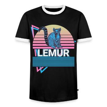 Lemur Retro Geschenk - Männer Kontrast-T-Shirt - Schwarz/Weiß - Vorne - AI Model Female 172 light (172cm) & AI Model Male 178 light (178cm)