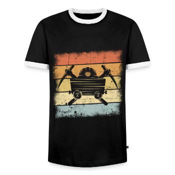 Mining - Men's Ringer Shirt - black/white - Front - AI Model Female 172 light (172cm) & AI Model Male 178 light (178cm)