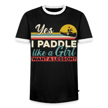 Canoë Canoë Fille Vintage Rétro - T-shirt contrasté Homme - noir/blanc - Devant - AI Model Female 172 light (172cm) & AI Model Male 178 light (178cm)