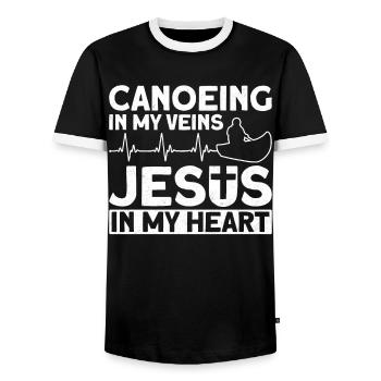 Canoe Canoeing Jesus Faith Vintage - Männer Kontrast-T-Shirt - Schwarz/Weiß - Vorne - AI Model Female 172 light (172cm) & AI Model Male 178 light (178cm)