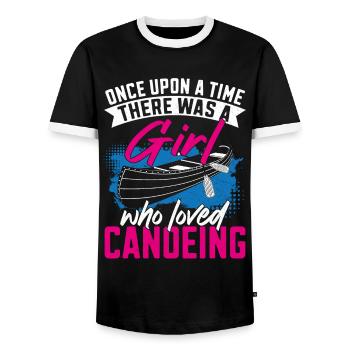 Canoe Canoeing Girl Once Upon A - Men's Ringer Shirt - black/white - Front - AI Model Female 172 light (172cm) & AI Model Male 178 light (178cm)