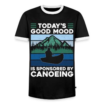 Canoe Canoeing Vintage Retro - Men's Ringer Shirt - black/white - Front - AI Model Female 172 light (172cm) & AI Model Male 178 light (178cm)