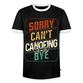 Canoe Canoeing Retro Vintage Sorry - Men's Ringer Shirt - black/white - Front - AI Model Female 172 light (172cm) & AI Model Male 178 light (178cm)