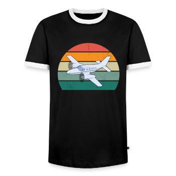 Flugzeuge Flieger Fliegen Pilot Pilotin Flughafen - Männer Kontrast-T-Shirt - Schwarz/Weiß - Vorne - AI Model Female 172 light (172cm) & AI Model Male 178 light (178cm)