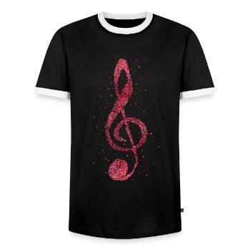 Orchestre Chœur Musiciens Partitions Clé - T-shirt contrasté Homme - noir/blanc - Devant - AI Model Female 172 light (172cm) & AI Model Male 178 light (178cm)