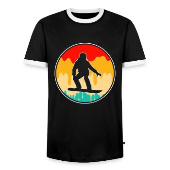 Snowboarding Retro - Männer Kontrast-T-Shirt - Schwarz/Weiß - Vorne - AI Model Female 172 light (172cm) & AI Model Male 178 light (178cm)
