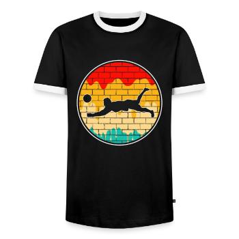 Volleyball Retro - Men's Ringer Shirt - black/white - Front - AI Model Female 172 light (172cm) & AI Model Male 178 light (178cm)