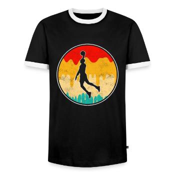 Basketball Retro - Männer Kontrast-T-Shirt - Schwarz/Weiß - Vorne - AI Model Female 172 light (172cm) & AI Model Male 178 light (178cm)