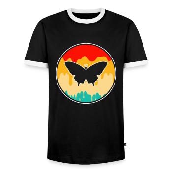 Schmetterling Retro - Männer Kontrast-T-Shirt - Schwarz/Weiß - Vorne - AI Model Female 172 light (172cm) & AI Model Male 178 light (178cm)