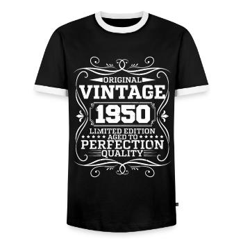 Vintage 1950 Original Limited Edition - Männer Kontrast-T-Shirt - Schwarz/Weiß - Vorne - AI Model Female 172 light (172cm) & AI Model Male 178 light (178cm)