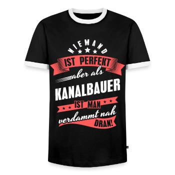 Niemand ist Perfekt Kanalbauer Kollegen Geschenk - Männer Kontrast-T-Shirt - Schwarz/Weiß - Vorne - AI Model Female 172 light (172cm) & AI Model Male 178 light (178cm)