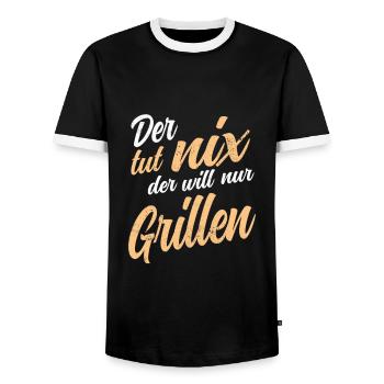 Der tut nix - der will nur Grillen BBQ und Bier - Männer Kontrast-T-Shirt - Schwarz/Weiß - Vorne - AI Model Female 172 light (172cm) & AI Model Male 178 light (178cm)