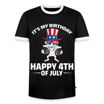 4th Of July Party It's My Birthday Happy 4th Of - Männer Kontrast-T-Shirt - Schwarz/Weiß - Vorne - AI Model Female 172 light (172cm) & AI Model Male 178 light (178cm)