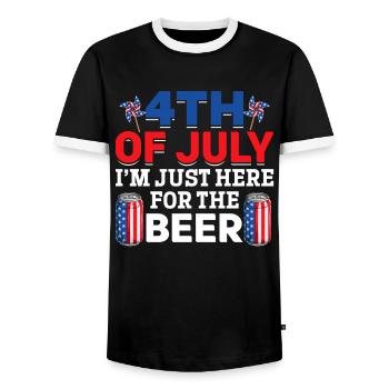 4th Of July I'm Just Here For The Beer Patriotic - Männer Kontrast-T-Shirt - Schwarz/Weiß - Vorne - AI Model Female 172 light (172cm) & AI Model Male 178 light (178cm)