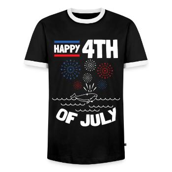 Happy 4th Of July Whale 4th Of July Baby - Männer Kontrast-T-Shirt - Schwarz/Weiß - Vorne - AI Model Female 172 light (172cm) & AI Model Male 178 light (178cm)
