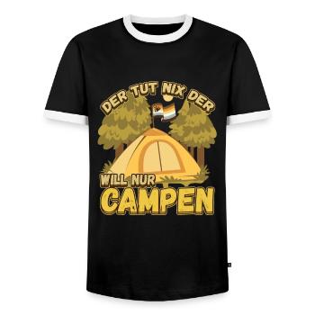 Der Tut Nix Der Will Nur Campen - Wohnmobil Natur - Männer Kontrast-T-Shirt - Schwarz/Weiß - Vorne - AI Model Female 172 light (172cm) & AI Model Male 178 light (178cm)