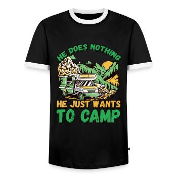 Der Tut Nix Der Will Nur Campen - Zelten Natur - Männer Kontrast-T-Shirt - Schwarz/Weiß - Vorne - AI Model Female 172 light (172cm) & AI Model Male 178 light (178cm)