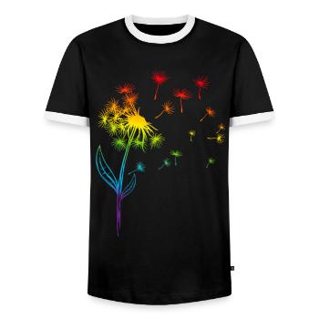 Dandelion Dandelion Rainbow Plant - Men's Ringer Shirt - black/white - Front - AI Model Female 172 light (172cm) & AI Model Male 178 light (178cm)