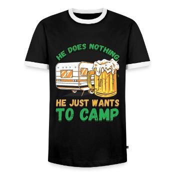 Der Tut Nix Der Will Nur Campen - Zelten Natur - Männer Kontrast-T-Shirt - Schwarz/Weiß - Vorne - AI Model Female 172 light (172cm) & AI Model Male 178 light (178cm)