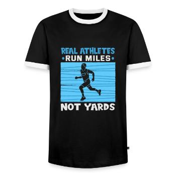 Running Marathon Runner Running - T-shirt contrasté Homme - noir/blanc - Devant - AI Model Female 172 light (172cm) & AI Model Male 178 light (178cm)
