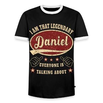 Daniel i am that legendary Daniel - Men's Ringer Shirt - black/white - Front - AI Model Female 172 light (172cm) & AI Model Male 178 light (178cm)