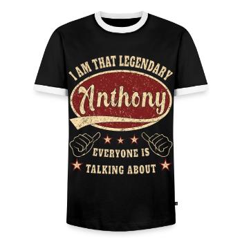 Anthony je suis ce légendaire Anthony - T-shirt contrasté Homme - noir/blanc - Devant - AI Model Female 172 light (172cm) & AI Model Male 178 light (178cm)