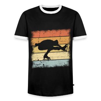 Figure Skating Retro - Men's Ringer Shirt - black/white - Front - AI Model Female 172 light (172cm) & AI Model Male 178 light (178cm)