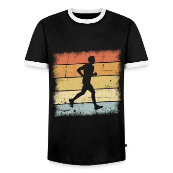 Coucher de soleil de jogging - T-shirt contrasté Homme - noir/blanc - Devant - AI Model Female 172 light (172cm) & AI Model Male 178 light (178cm)