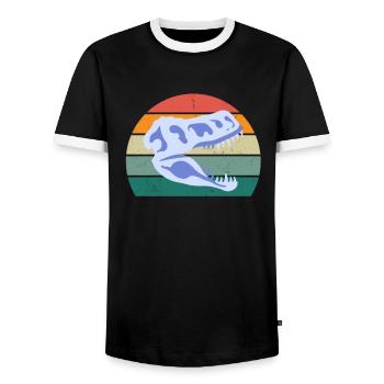 Fossiles Fossiles Dinosaures préhistoriques - T-shirt contrasté Homme - noir/blanc - Devant - AI Model Female 172 light (172cm) & AI Model Male 178 light (178cm)