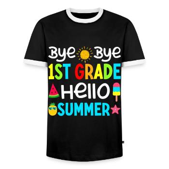 Bye Bye 1St Grade Hello Summer - Männer Kontrast-T-Shirt - Schwarz/Weiß - Vorne - AI Model Female 172 light (172cm) & AI Model Male 178 light (178cm)