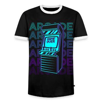 Arcade Games Gamer Retro Gift - Men's Ringer Shirt - black/white - Front - AI Model Female 172 light (172cm) & AI Model Male 178 light (178cm)