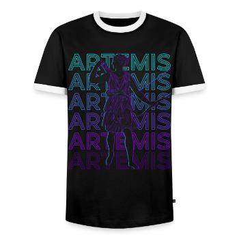Artemis Ancient Goddess Greek Mythology Retro - Men's Ringer Shirt - black/white - Front - AI Model Female 172 light (172cm) & AI Model Male 178 light (178cm)