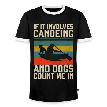 Canoe Canoeing Dog Vintage Retro - Männer Kontrast-T-Shirt - Schwarz/Weiß - Vorne - AI Model Female 172 light (172cm) & AI Model Male 178 light (178cm)