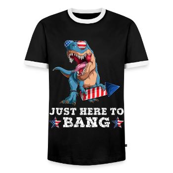 Trex 4th of July Dinosaur Fireworks American Flag - Männer Kontrast-T-Shirt - Schwarz/Weiß - Vorne - AI Model Female 172 light (172cm) & AI Model Male 178 light (178cm)