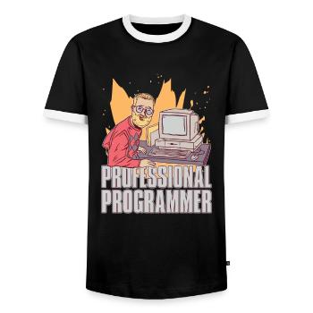 Programmierer Coder Software Entwickler - Männer Kontrast-T-Shirt - Schwarz/Weiß - Vorne - AI Model Female 172 light (172cm) & AI Model Male 178 light (178cm)