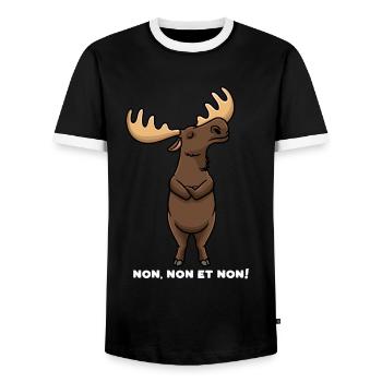 Orignal Cerf Élan Têtu Hommes Femmes - T-shirt contrasté Homme - noir/blanc - Devant - AI Model Female 172 light (172cm) & AI Model Male 178 light (178cm)