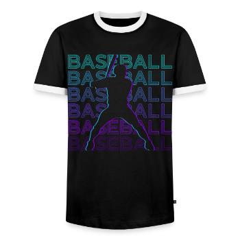 Cadeau rétro de joueur de baseball - T-shirt contrasté Homme - noir/blanc - Devant - AI Model Female 172 light (172cm) & AI Model Male 178 light (178cm)