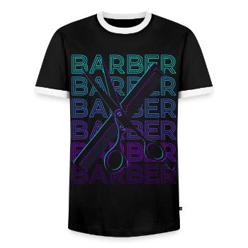 Barbier Haar Sylist Hairstylist Retro Geschenk - Männer Kontrast-T-Shirt - Schwarz/Weiß - Vorne - AI Model Female 172 light (172cm) & AI Model Male 178 light (178cm)